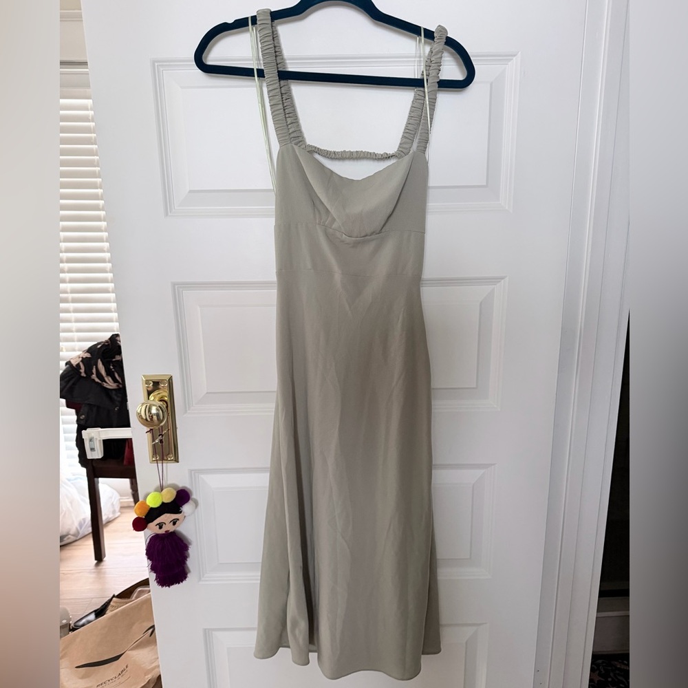 Abercrombie & Fitch olive midi dress with bow back